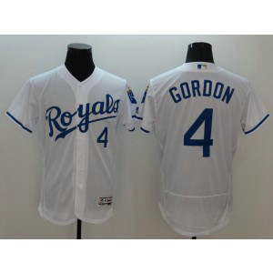 MLB Royals 4 Alex Gordon White Flexbase Men Jersey