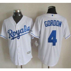 MLB Royals 4 Alex Gordon White New Cool Base Men Jersey