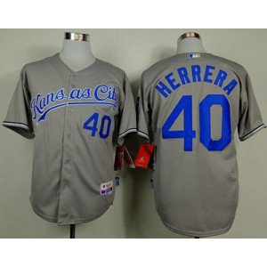 MLB Royals 40 Kelvin Herrera Grey Cool Base Men Jersey