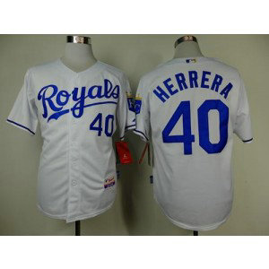 MLB Royals 40 Kelvin Herrera White Cool Base Men Jersey