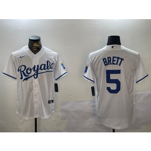 MLB Royals 5 Brett White Nike Cool Base Men Jersey