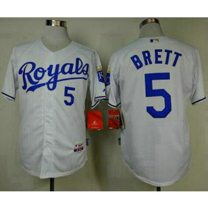 MLB Royals 5 George Brett White Cool Base Men Jersey