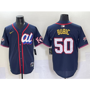 MLB Royals 50 Bubic Navy American League 2025 All Star Nike Cool Base Men Jersey MLB Royals 50 Bubic Navy American League 2025 All Star Nike Cool Base Men Jersey