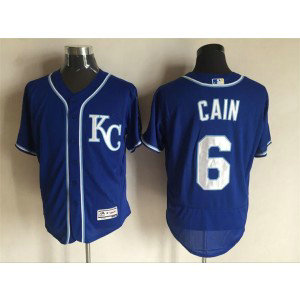 MLB Royals 6 Lorenzo Cain Blue FlexBase Men Jersey