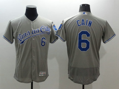 MLB Royals 6 Lorenzo Cain Grey Flexbase Jersey