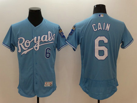 MLB Royals 6 Lorenzo Cain Light Blue Flexbase Jersey