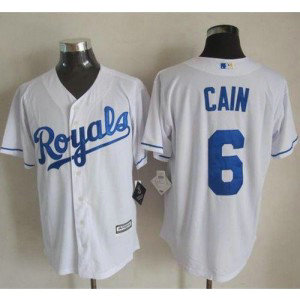 MLB Royals 6 Lorenzo Cain White New Cool Base Men Jersey