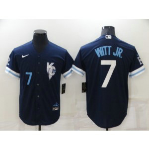 MLB Royals 7 Bobby Witt JR 2022 Navy City Connect Nike Cool Base Men Jersey