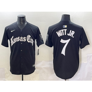 MLB Royals 7 Bobby Witt Jr. New Black Nike Cool Base Men Jersey
