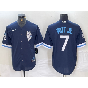 MLB Royals 7 Bobby Witt Jr Navy Nike Cool Base Men Jersey