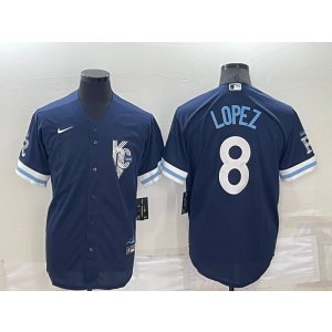 MLB Royals 8 Lopes Navy 2021 City Connect Cool Base Men Jersey