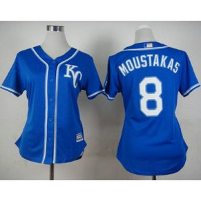 MLB Royals 8 Mike Moustakas Blue Alternate 2 Women Jersey