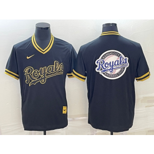 MLB Royals Blank Black Baseball Logo Thowback Men Jersey