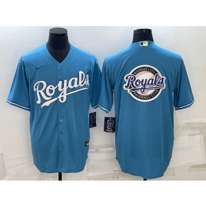 MLB Royals Blank Light Blue Baseball Logo Nike Men Jersey