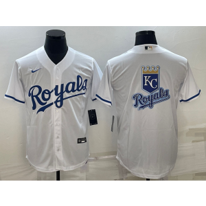 MLB Royals Blank White Baseball Logo Nike Cool Base Men Jersey
