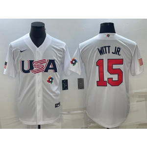MLB Royals USA Baseball 15 Bobby Witt JR. White 2023 World Baseball Classic Men Jersey 3
