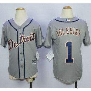 MLB Tigers 1 Jose Iglesias Grey Cool Base Youth Jersey MLB Tigers 1 Jose Iglesias Grey Cool Base Youth Jersey