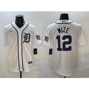 MLB Tigers 12 Mize White Nike Cool Base Men Jersey MLB Tigers 12 Mize White Nike Cool Base Men Jersey