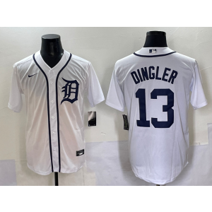 MLB Tigers 13 Dingler White Nike Cool Base Men Jersey MLB Tigers 13 Dingler White Nike Cool Base Men Jersey