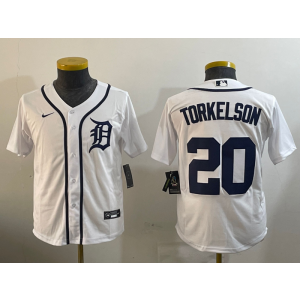 MLB Tigers 20 TORKELSON White Nike Cool Base Women Jersey