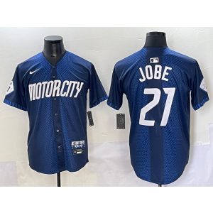 MLB Tigers 21 Jobe Blue Nike Cool Base Men Jersey MLB Tigers 21 Jobe Blue Nike Cool Base Men Jersey