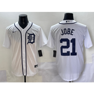 MLB Tigers 21 Jobe White Nike Cool Base Men Jersey MLB Tigers 21 Jobe White Nike Cool Base Men Jersey