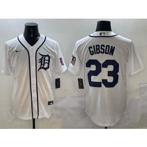 MLB Tigers 23 Gibson White New Nike Cool Base Men Jersey MLB Tigers 23 Gibson White New Nike Cool Base Men Jersey