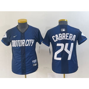 MLB Tigers 24 Miguel Cabrera Blue 2024 City Connect Nike Cool Base Youth Jersey MLB Tigers 24 Miguel Cabrera Blue 2024 City Connect Nike Cool Base Youth Jersey