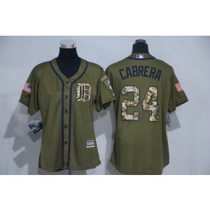 MLB Tigers 24 Miguel Cabrera Green Salute to Service Women Jersey MLB Tigers 24 Miguel Cabrera Green Salute to Service Women Jersey