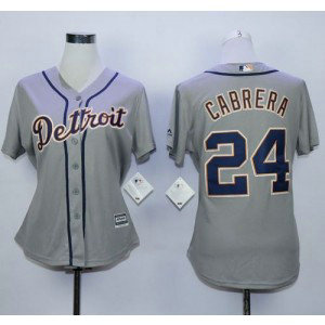 MLB Tigers 24 Miguel Cabrera Grey Road Women Jersey MLB Tigers 24 Miguel Cabrera Grey Road Women Jersey