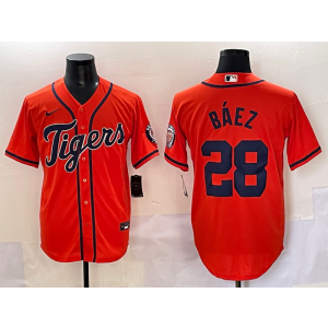 MLB Tigers 28 Baez Orange Nike Cool Base Men Jersey MLB Tigers 28 Baez Orange Nike Cool Base Men Jersey