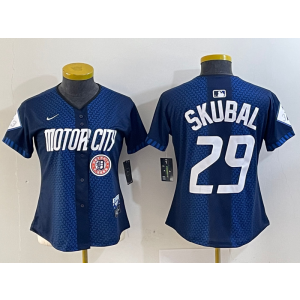 MLB Tigers 29 Skubal Blue 2024 City Connect Nike Cool Base Youth Jersey MLB Tigers 29 Skubal Blue 2024 City Connect Nike Cool Base Youth Jersey