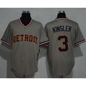 MLB Tigers 3 Ian Kinsler Grey Cooperstown Throwback Men Jersey