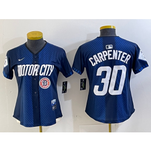 MLB Tigers 30 Carpenter Blue 2024 City Connect Nike Cool Base Youth Jersey MLB Tigers 30 Carpenter Blue 2024 City Connect Nike Cool Base Youth Jersey