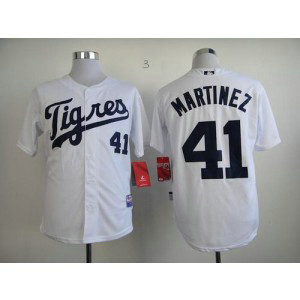 MLB Tigers 41 Victor Martinez White Los Tigres Men Jersey