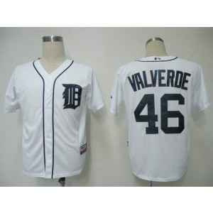 MLB Tigers 46 Jose Valverde White Cool Base Men Jersey MLB Tigers 46 Jose Valverde White Cool Base Men Jersey