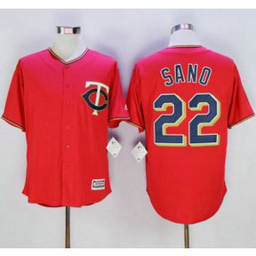 MLB Twins 22 Miguel Sano Red New Cool Base Men Jersey MLB Twins 22 Miguel Sano Red New Cool Base Men Jersey