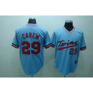 MLB Twins 29 Rod Carew Light Blue Mitchell and Ness Throwback Men Jersey MLB Twins 29 Rod Carew Light Blue Mitchell and Ness Throwback Men Jersey