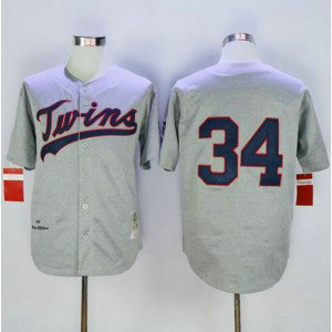 MLB Twins 34 Kirby Puckett Grey 1969 Mitchell and Ness Throwback Men Jersey MLB Twins 34 Kirby Puckett Grey 1969 Mitchell and Ness Throwback Men Jersey
