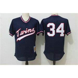 MLB Twins 34 Kirby Puckett Navy Blue Mitchell and Ness Throwback Men Jersey MLB Twins 34 Kirby Puckett Navy Blue Mitchell and Ness Throwback Men Jersey