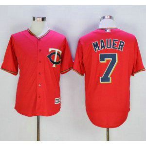 MLB Twins 7 Joe Mauer Red New Cool Base 2016 New Men Jersey MLB Twins 7 Joe Mauer Red New Cool Base 2016 New Men Jersey
