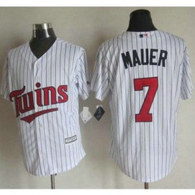 MLB Twins 7 Joe Mauer White New Cool Base Men Jersey MLB Twins 7 Joe Mauer White New Cool Base Men Jersey
