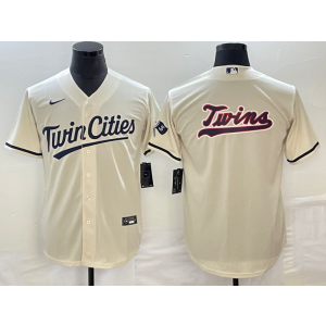 MLB Twins Blank Cream Baseball Logo Nike Cool Base Men Jersey MLB Twins Blank Cream Baseball Logo Nike Cool Base Men Jersey