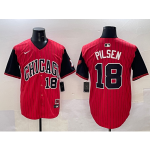 MLB White Sox 18 Pilsen Red Black 2025 City Connect Nike Cool Base Men Jersey MLB White Sox 18 Pilsen Red Black 2025 City Connect Nike Cool Base Men Jersey
