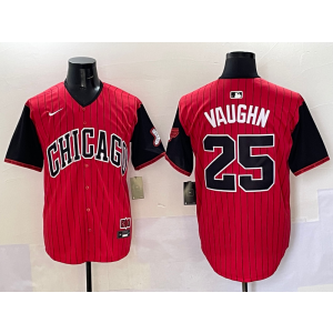MLB White Sox 25 VAUGHN Red Black 2025 City Connect Nike Cool Base Men Jersey MLB White Sox 25 VAUGHN Red Black 2025 City Connect Nike Cool Base Men Jersey