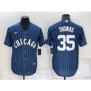 MLB White Sox 35 Frank Thomas Blue Nike Cool Base Men Jersey