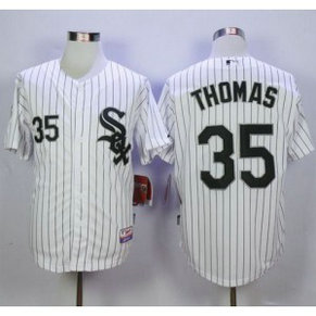 MLB White Sox 35 Frank Thomas White(Black Strip) Cool Base Men Jersey MLB White Sox 35 Frank Thomas White(Black Strip) Cool Base Men Jersey