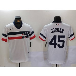 MLB White Sox 45 Michael Jordan White Nike Cool Base Men Jersey