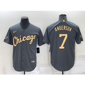 MLB White Sox 7 Tim Anderson Charcoal 2022 All-Star Cool Base Men Jersey MLB White Sox 7 Tim Anderson Charcoal 2022 All-Star Cool Base Men Jersey
