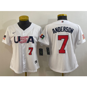 MLB White Sox 7 Tim Anderson White 2023 World Baseball Classic Women Jersey MLB White Sox 7 Tim Anderson White 2023 World Baseball Classic Women Jersey
